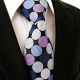 Intrepid Handmade Polka Dot Multi-color Executive Men's Tie, Black , Purple , White , Silver , Polka Dot 100% Silk Jacquard Woven Necktie Tie